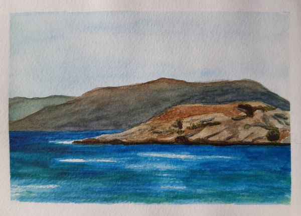 Felsen vor Chersonissos (Kreta), Aquarell