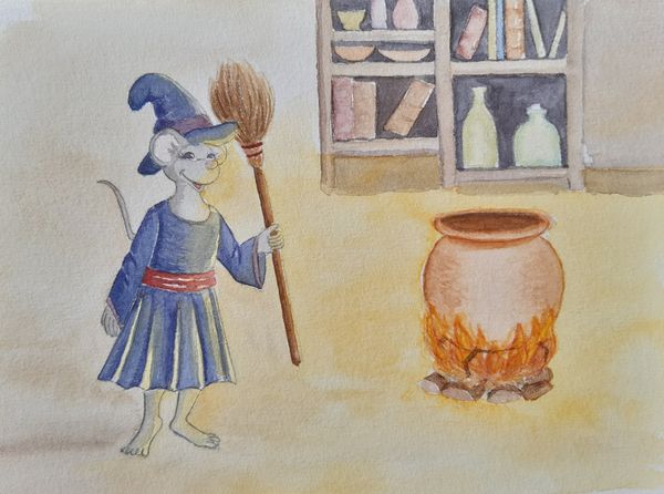 Hexenmaus, Aquarell